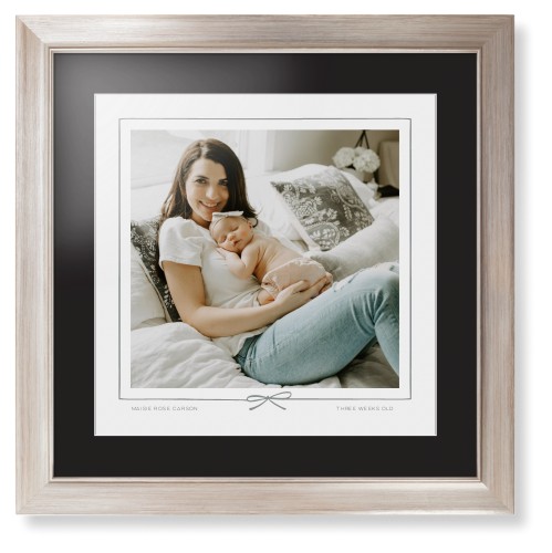 Whimsical Border of One Framed Print, Metallic, Modern, White, Black, Single piece, 16x16, Gray, silver