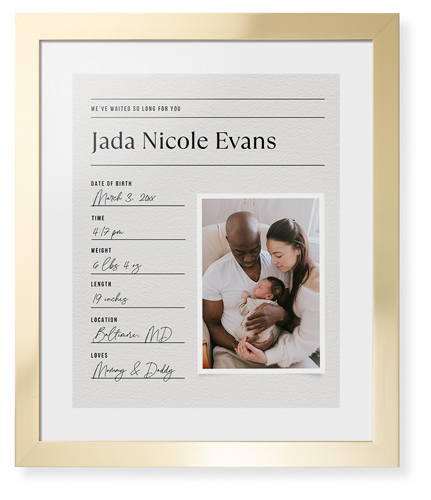 Journal Entry Framed Print, Matte Gold, Contemporary, None, White, Single piece, 16x20, White