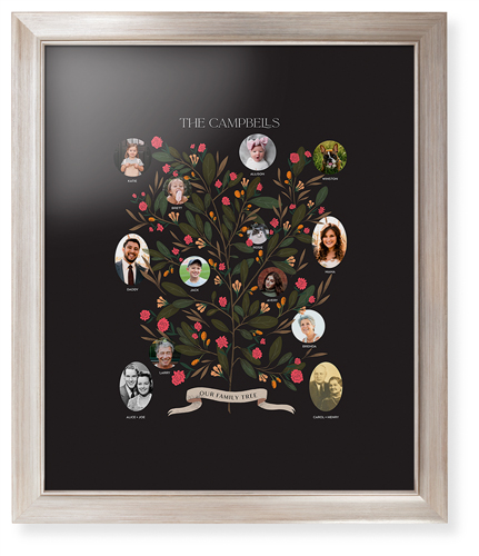 Blooming Family Tree Framed Print, Metallic, Modern, None, Black, Single piece, 16x20, Black