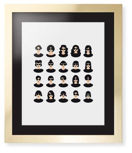 Modern Girls Framed Print, Matte Gold, Contemporary, White, Black, Single piece, 16x20, Multicolor