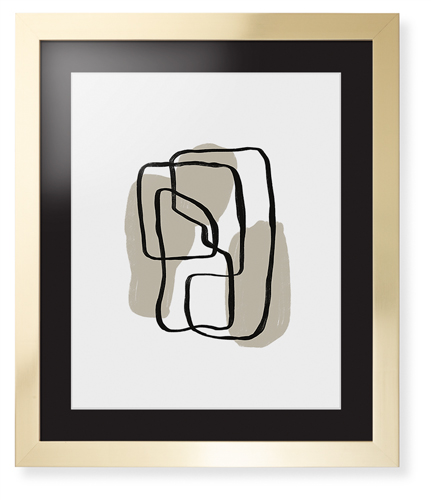 Neutral Abstract Framed Print, Matte Gold, Contemporary, White, Black, Single piece, 16x20, Multicolor