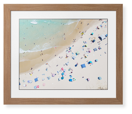 Aerial Beach Framed Print, Natural, Contemporary, Black, White, Single piece, 16x20, Multicolor