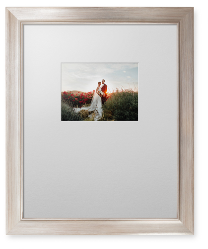 Offset Rectangle Landscape Deluxe Mat Framed Print, Metallic, Modern, White, Single piece, 16x20, Multicolor