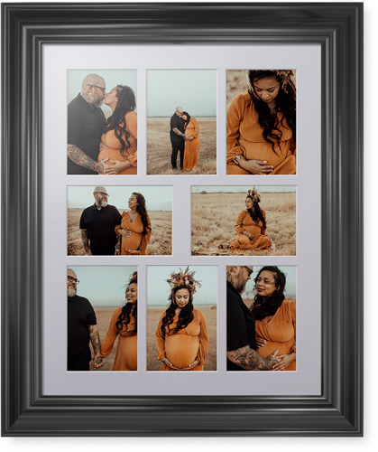 Mixed Eight Up Portrait Deluxe Mat Framed Print, Black, Classic, White, Single piece, 16x20, Multicolor