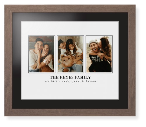 Classic Trio Framed Print, Walnut, Contemporary, White, Black, Single piece, 16x20, White, white