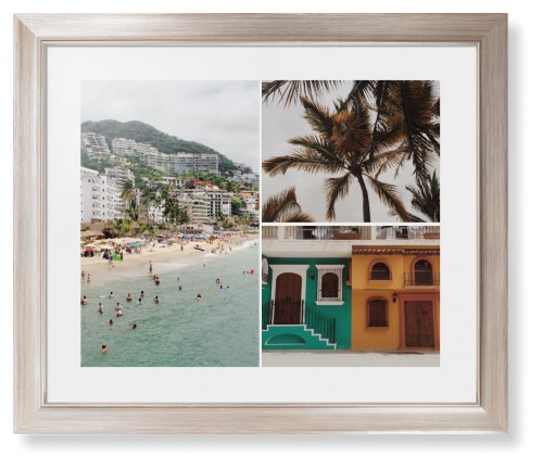 Gallery of Three Framed Print, Metallic, Modern, White, White, Single piece, 16x20, Multicolor