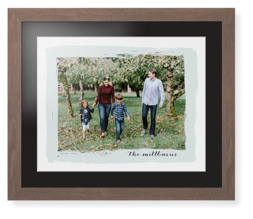 Brush Stroke Border Framed Print, Walnut, Contemporary, White, Black, Single piece, 16x20, Gray, air