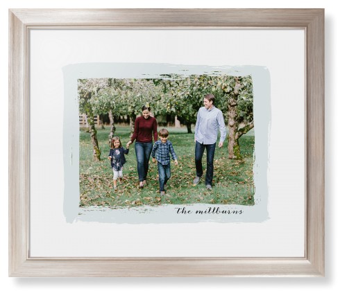 Brush Stroke Border Framed Print, Metallic, Modern, White, White, Single piece, 16x20, Gray, air