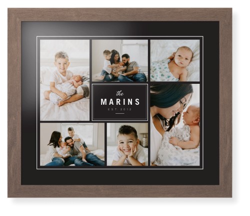 Contemporary Family Collage Framed Print, Walnut, Contemporary, White, Black, Single piece, 16x20, Blue