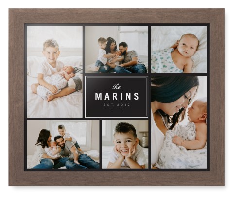 Contemporary Family Collage Framed Print, Walnut, Contemporary, None, None, Single piece, 16x20, Blue