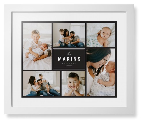 Contemporary Family Collage Framed Print, White, Contemporary, White, White, Single piece, 16x20, Blue