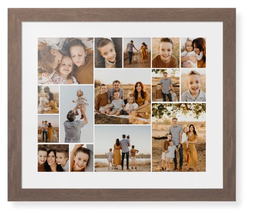 Gallery of Fifteen Framed Print, Walnut, Contemporary, White, White, Single piece, 16x20, Multicolor, multi