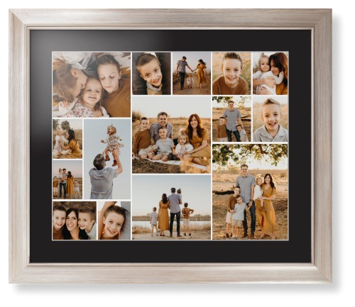 Gallery of Fifteen Framed Print, Metallic, Modern, White, Black, Single piece, 16x20, Multicolor