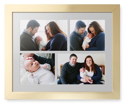 Mixed Four Up Landscape Deluxe Mat Framed Print, Matte Gold, Contemporary, White, Single piece, 16x20, White, white