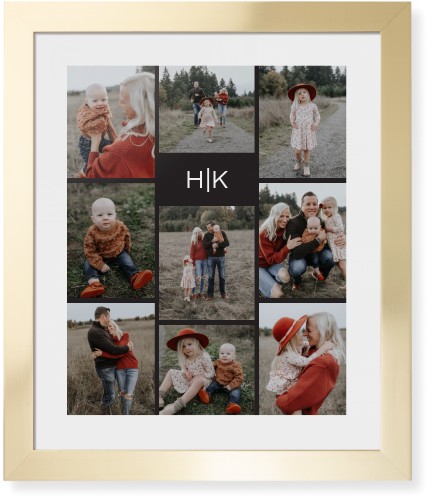 Modern Gallery Monogram of Nine Framed Print, Matte Gold, Contemporary, None, White, Single piece, 16x20, Multicolor, multi