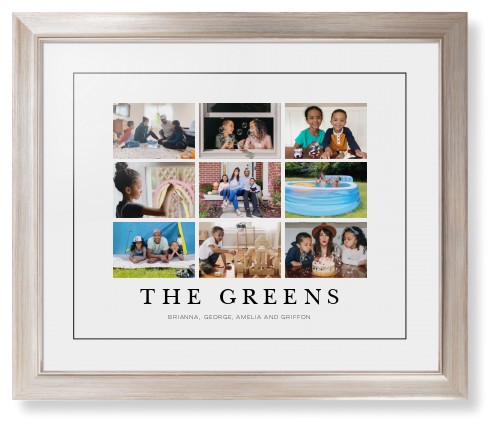 Modern Grid Gallery of Nine Framed Print, Metallic, Modern, Black, White, Single piece, 16x20, Multicolor, multi