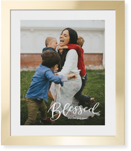 Contemporary Blessed Letters Portrait Framed Print, Matte Gold, Contemporary, White, White, Single piece, 16x20, White