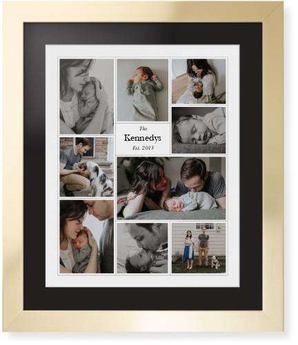 Modern Family Collage Portrait Framed Print, Matte Gold, Contemporary, White, Black, Single piece, 16x20, White, white