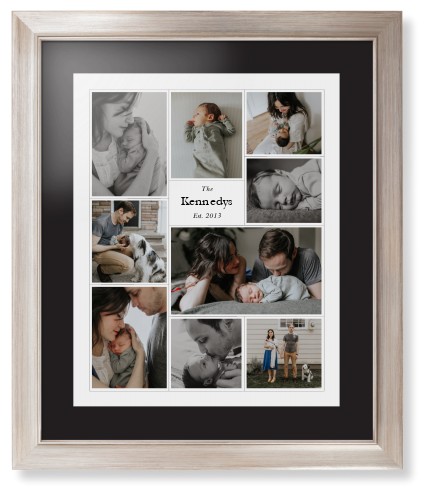 Modern Family Collage Portrait Framed Print, Metallic, Modern, None, Black, Single piece, 16x20, White, white