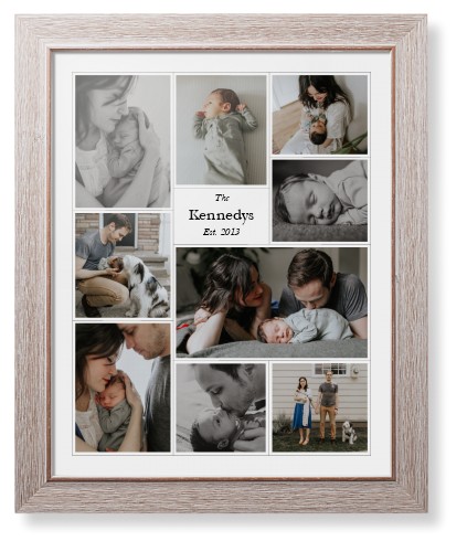 Modern Family Collage Portrait Framed Print, Rustic, Modern, None, None, Single piece, 16x20, White, white