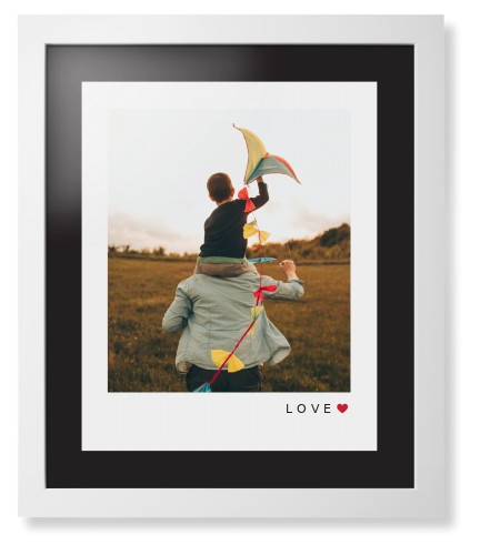 Modern Love Heart Portrait Framed Print, White, Contemporary, Black, Black, Single piece, 16x20, White, white