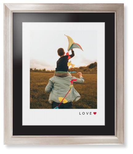 Modern Love Heart Portrait Framed Print, Metallic, Modern, White, Black, Single piece, 16x20, White, white