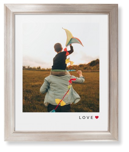 Modern Love Heart Portrait Framed Print, Metallic, Modern, None, None, Single piece, 16x20, White, white