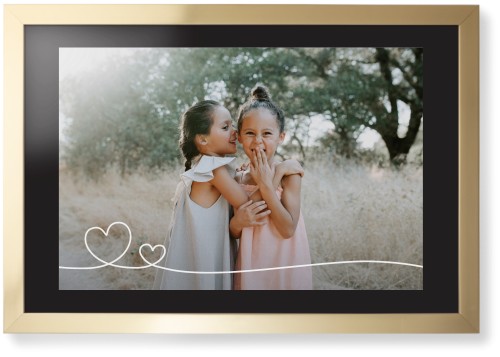 Double Heart Line Art Framed Print, Matte Gold, Contemporary, None, Black, Single piece, 20x30, White
