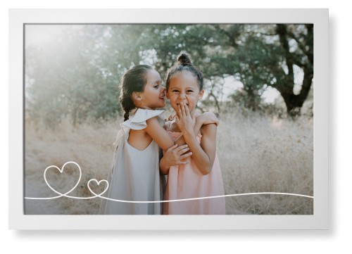 Double Heart Line Art Framed Print, White, Contemporary, None, None, Single piece, 20x30, White, white