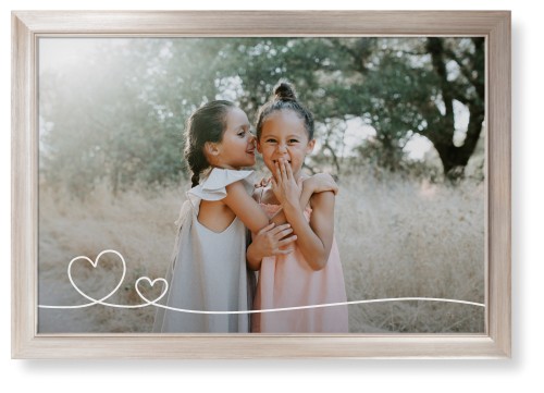Double Heart Line Art Framed Print, Metallic, Modern, None, None, Single piece, 20x30, White