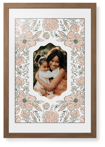 Classic Floral Border Framed Print, Natural, Contemporary, Black, White, Single piece, 20x30, White
