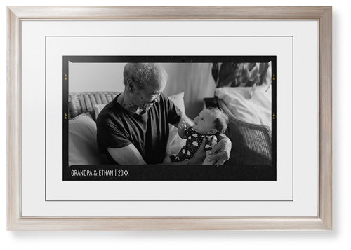 Film Frame Framed Print, Metallic, Modern, Black, White, Single piece, 20x30, White, white