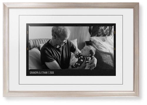 Film Frame Framed Print, Metallic, Modern, Black, White, Single piece, 20x30, White