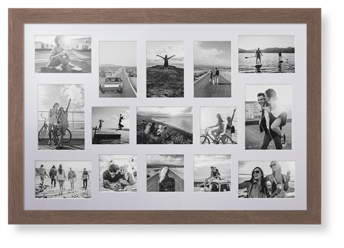 Mixed Photo Montage Deluxe Mat Framed Print, Walnut, Contemporary, White, Single piece, 20x30, Multicolor