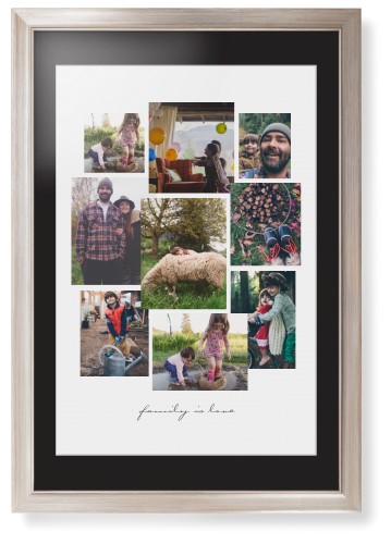 Gallery Collage of Nine Framed Print, Metallic, Modern, White, Black, Single piece, 20x30, White, white