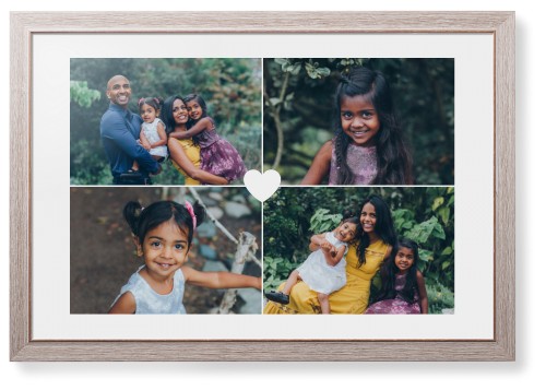 Heart Grid Framed Print, Rustic, Modern, None, White, Single piece, 20x30, White, white