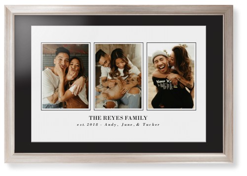 Classic Trio Framed Print, Metallic, Modern, White, Black, Single piece, 20x30, White
