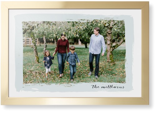 Brush Stroke Border Framed Print, Matte Gold, Contemporary, None, None, Single piece, 20x30, Gray, air