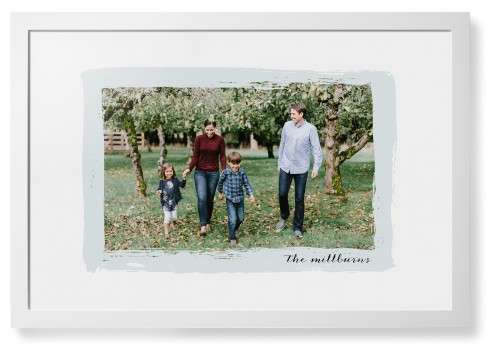 Brush Stroke Border Framed Print, White, Contemporary, None, White, Single piece, 20x30, Gray