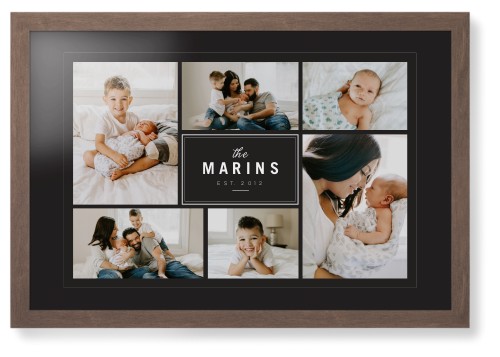 Contemporary Family Collage Framed Print, Walnut, Contemporary, None, Black, Single piece, 20x30, Blue