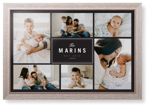 Contemporary Family Collage Framed Print, Rustic, Modern, None, None, Single piece, 20x30, Blue