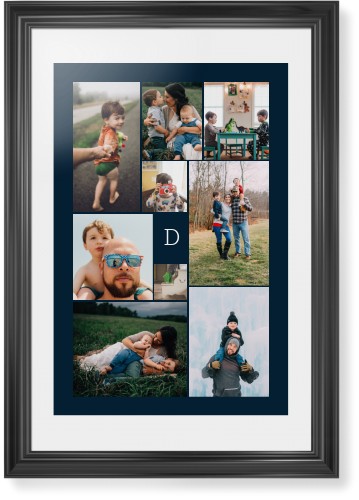Classic Monogram Gallery of Nine Portrait Framed Print, Black, Classic, None, White, Single piece, 20x30, Multicolor