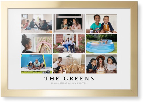 Modern Grid Gallery of Nine Framed Print, Matte Gold, Contemporary, None, None, Single piece, 20x30, Multicolor, multi