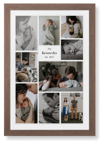 Modern Family Collage Portrait Framed Print, Walnut, Contemporary, None, None, Single piece, 20x30, White, white