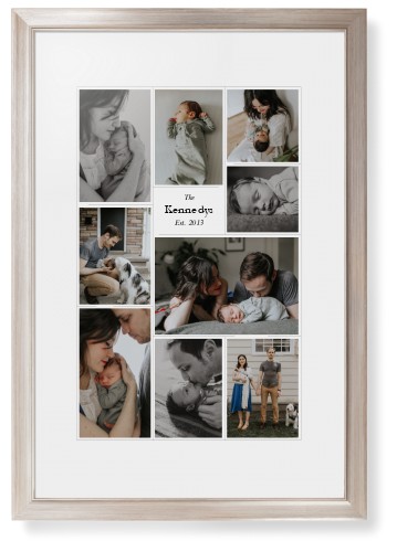 Modern Family Collage Portrait Framed Print, Metallic, Modern, White, White, Single piece, 20x30, White