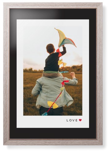 Modern Love Heart Portrait Framed Print, Rustic, Modern, Black, Black, Single piece, 20x30, White, white