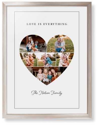 Filled Heart Framed Print, Metallic, Modern, Black, White, Single piece, 24x36, White, white