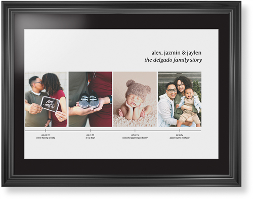 Family Timeline Framed Print, Black, Classic, White, Black, Single piece, 24x36, White