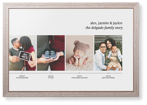 Family Timeline Framed Print, Rustic, Modern, None, None, Single piece, 24x36, White, white
