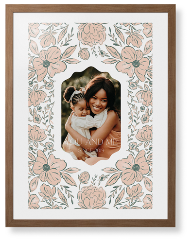 Classic Floral Border Framed Print, Natural, Contemporary, None, White, Single piece, 24x36, White